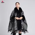 Fashion Elegant Faux Fur Trims Mink Cashmere Fleece Cape Women Cheongsam Wedding Dress Shawl Cloak Short Coat Winter Autumn