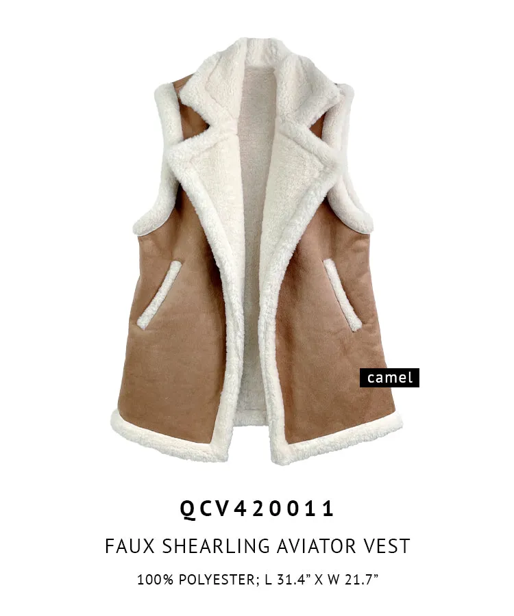 Faux Shearling Aviator Vest