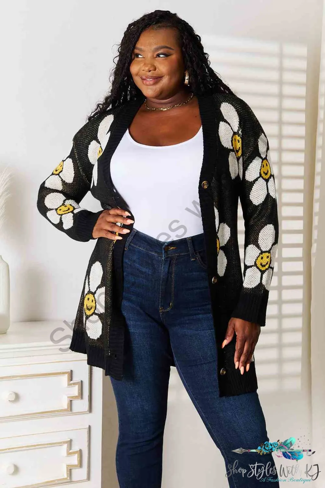 Floral Button Down Longline Cardigan