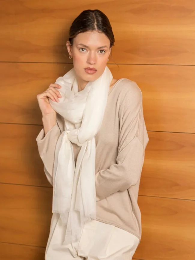 Florencia Ultra Thin Cashmere Shawl Ivory