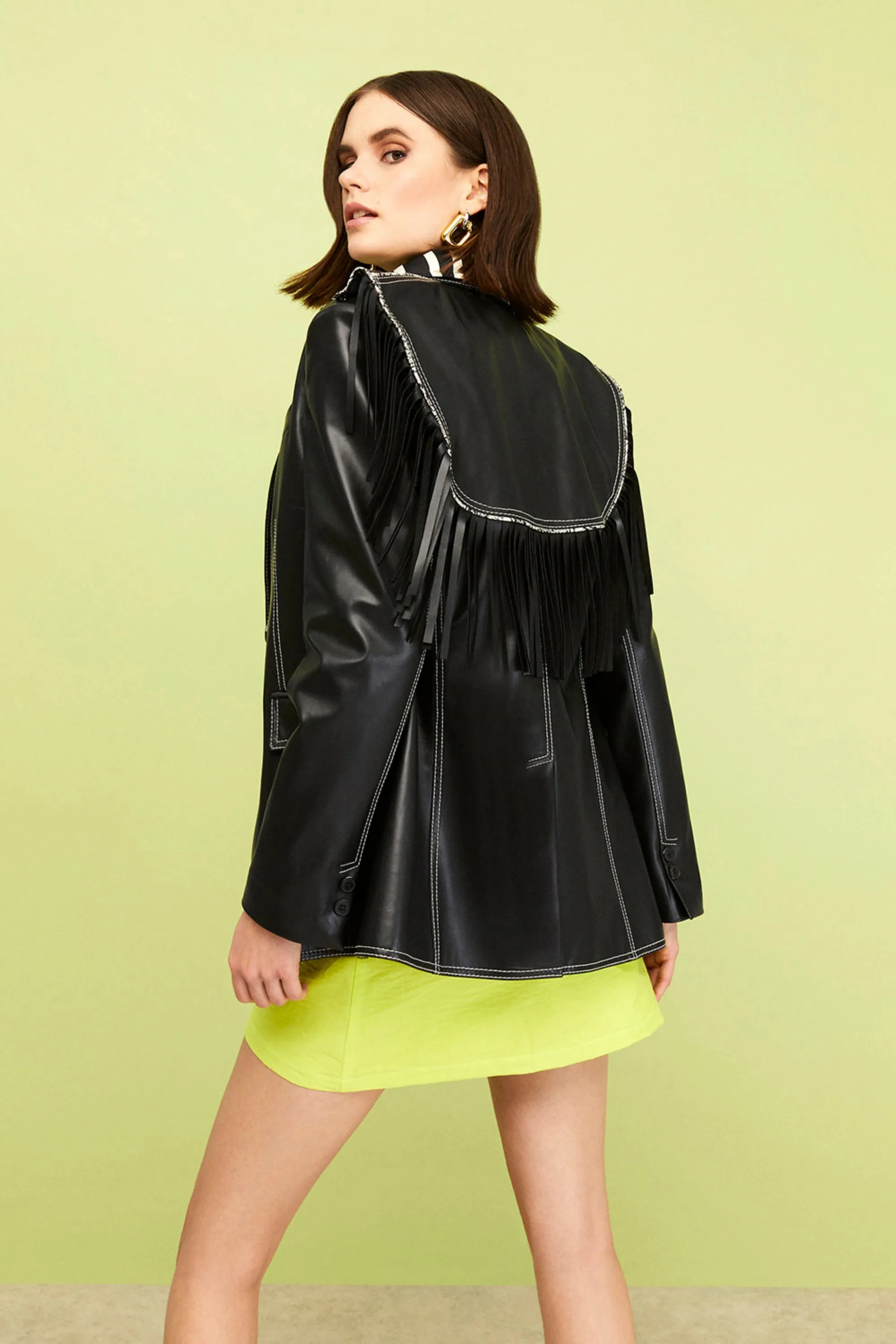 Fringed Faux Leather Jacket (Final Sale)