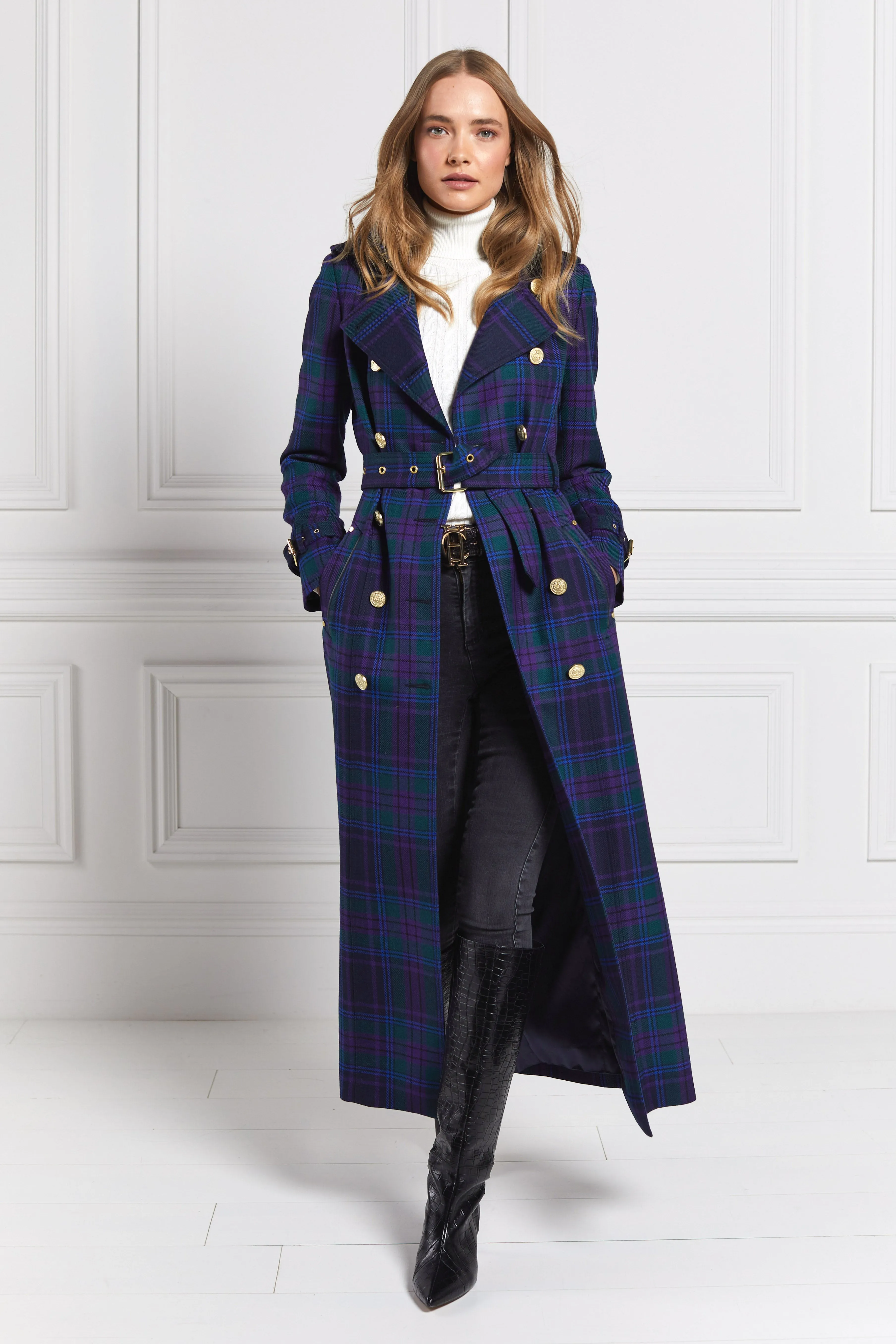 Full Length Marlborough Trench Coat (Heather Tartan)