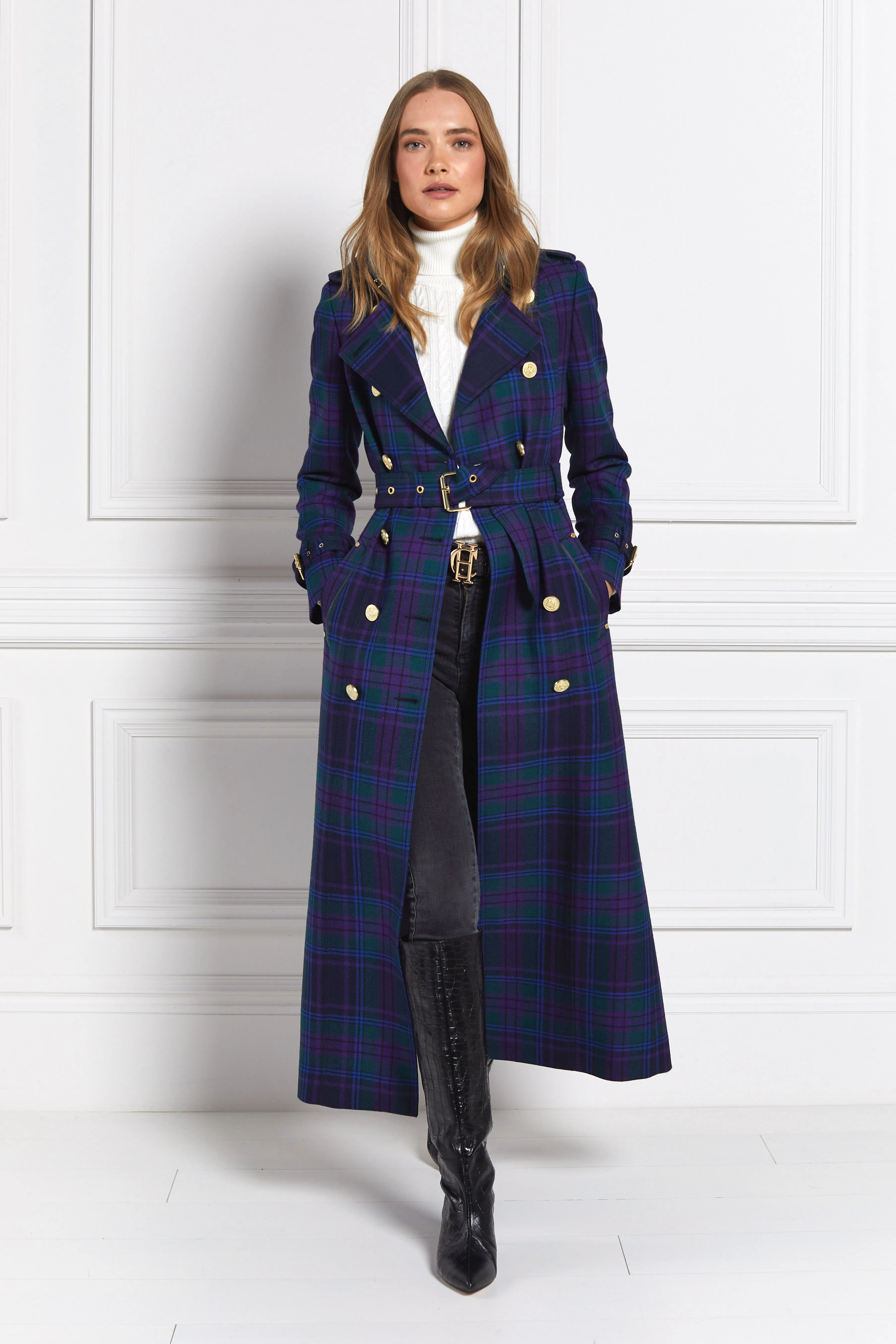 Full Length Marlborough Trench Coat (Heather Tartan)