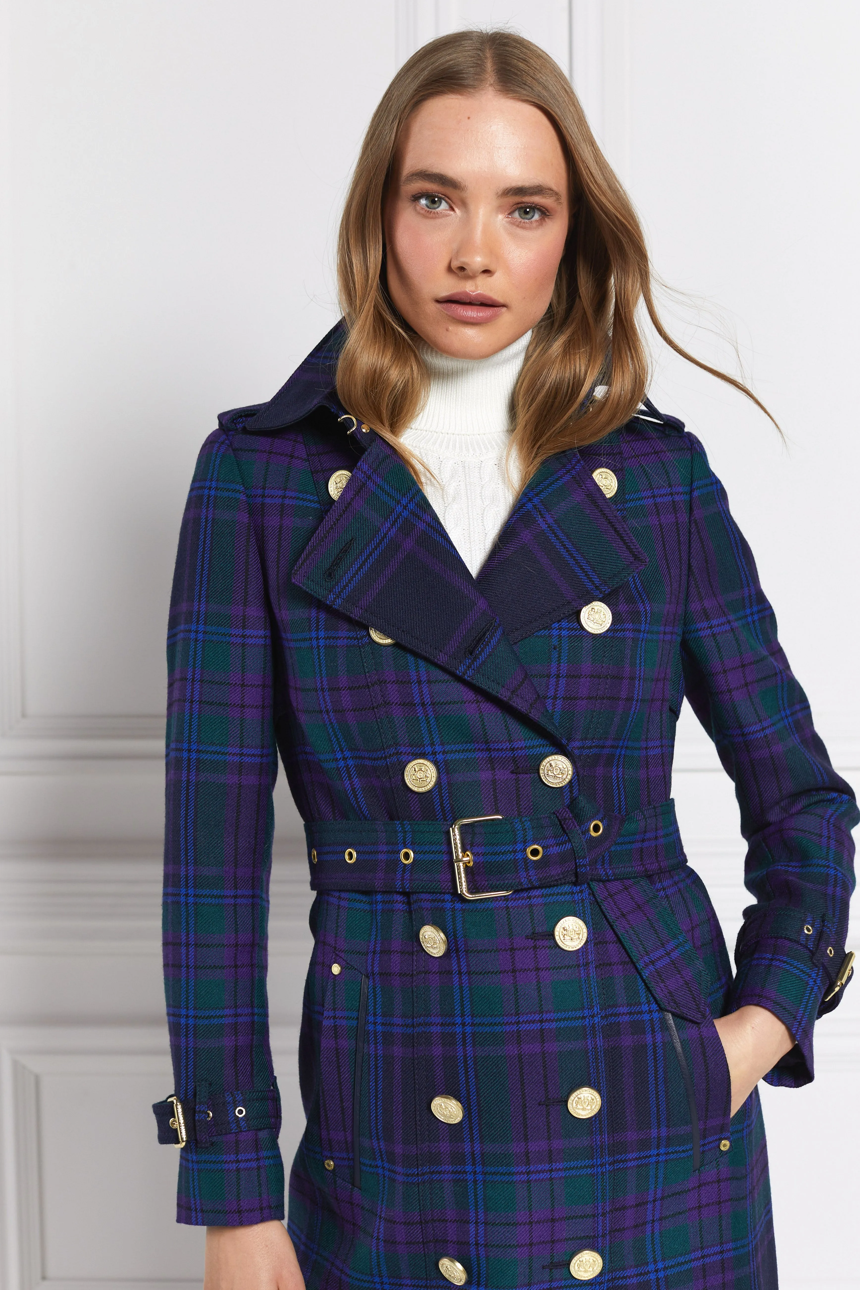 Full Length Marlborough Trench Coat (Heather Tartan)