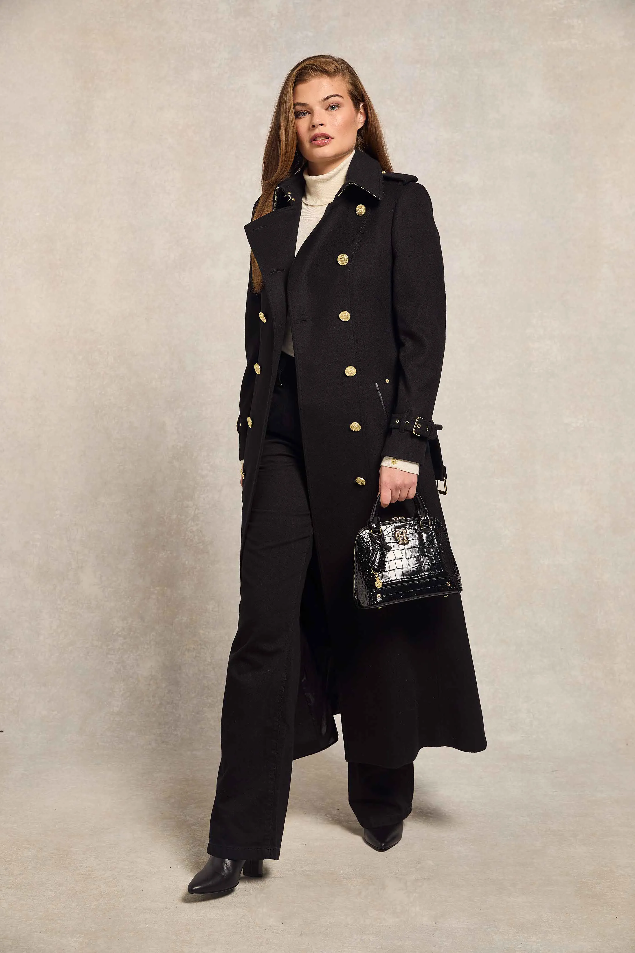 Full Length Marlborough Trench Coat (Soft Black)