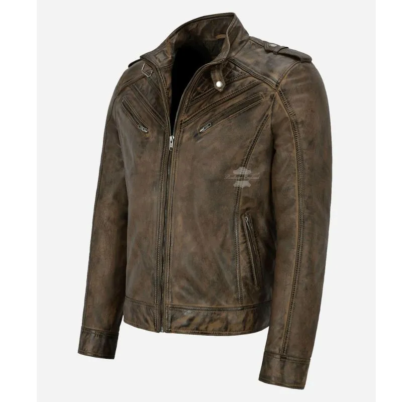 GATSBY LEATHER JACKET MEN'S CLASSIC RACER STYLE JACKET