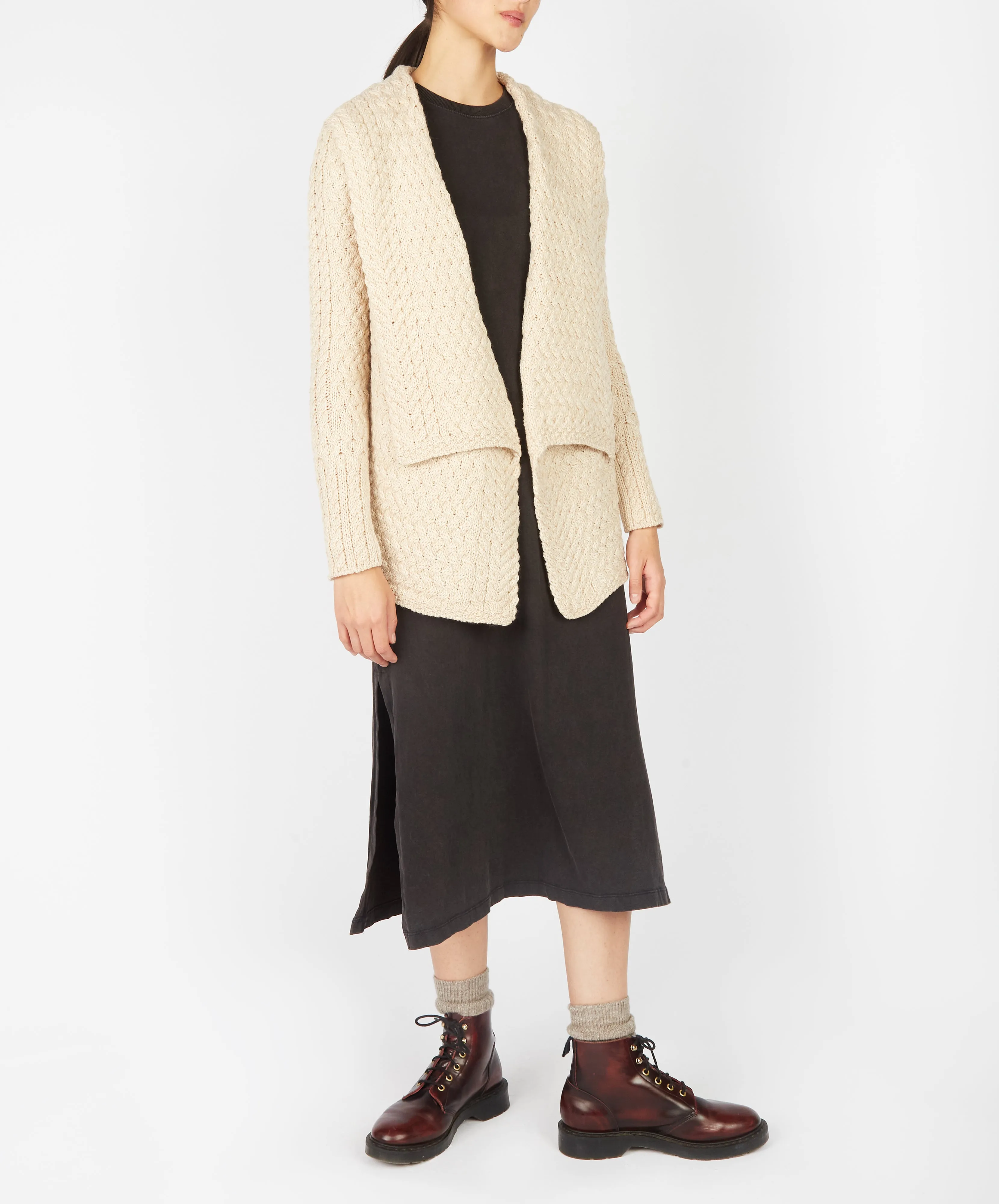 Glenross Waterfall Cardigan Oatmeal Marl