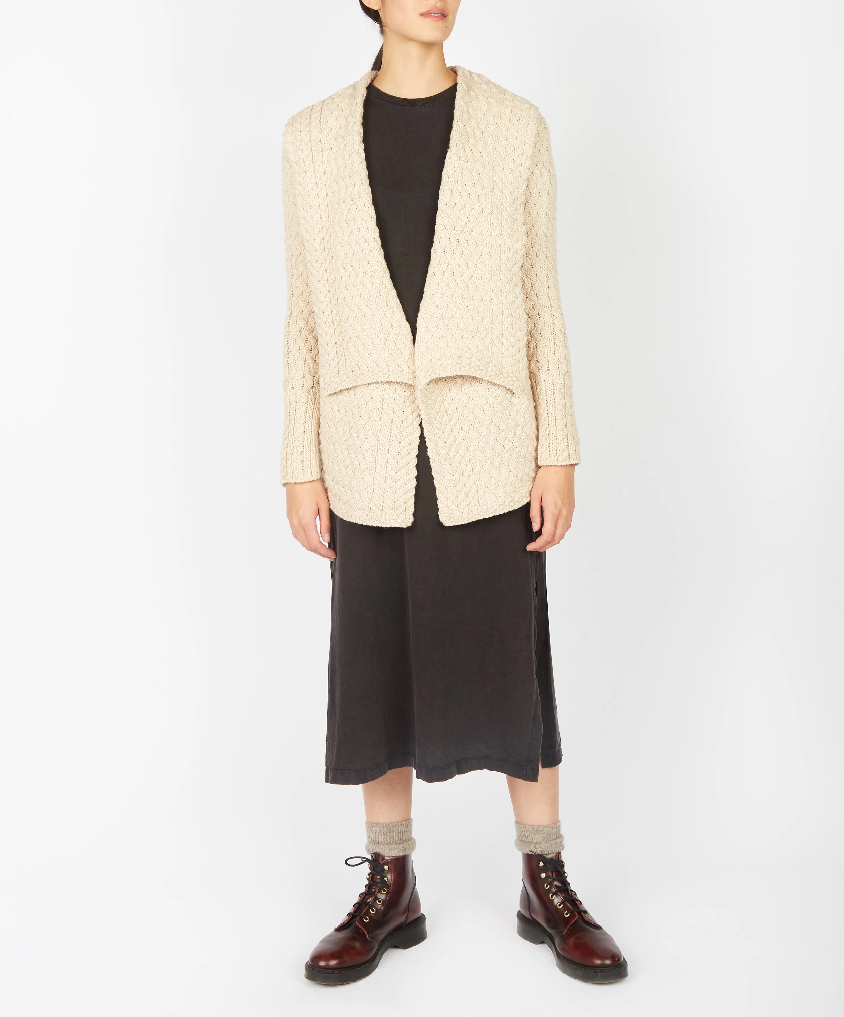 Glenross Waterfall Cardigan Oatmeal Marl