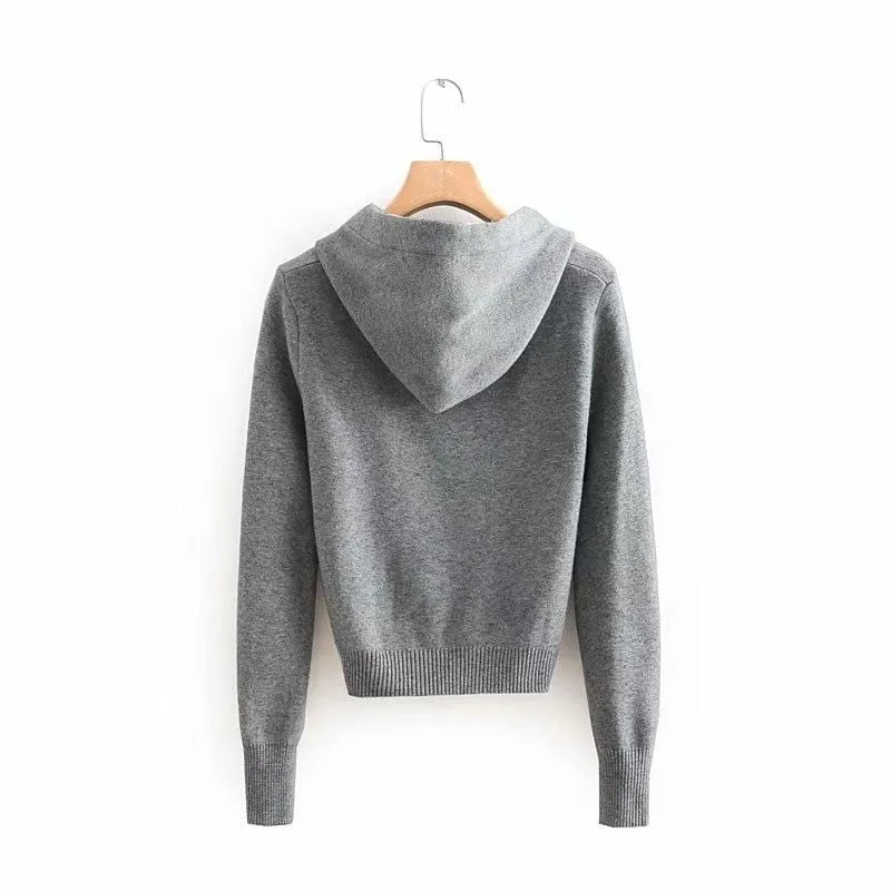 Glitter Long-Sleeve Knitted Hoodie