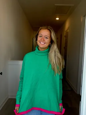 Green Turtleneck Knit Sweater