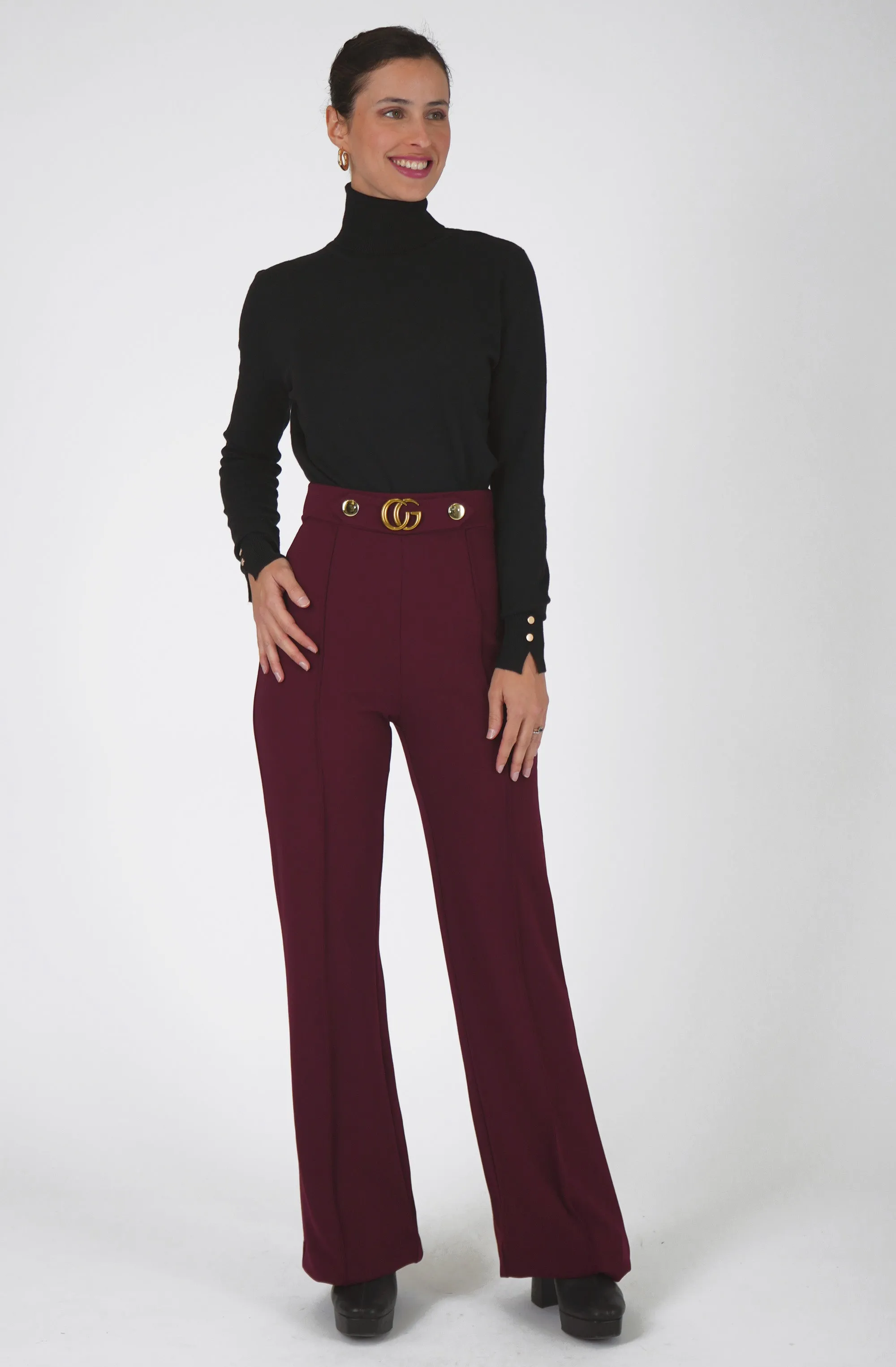 High Waist CG Gold Buckle Pants