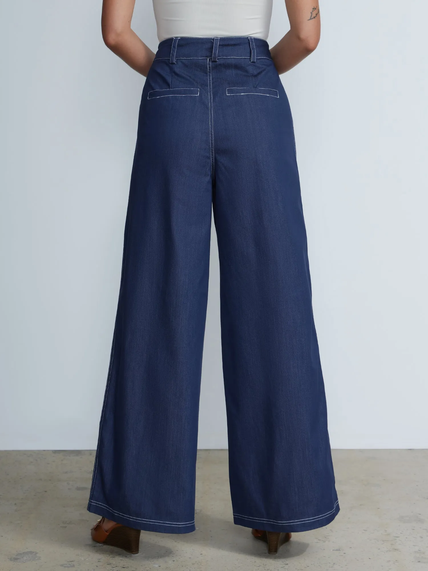 High Waist Wide Leg Seamed Pants