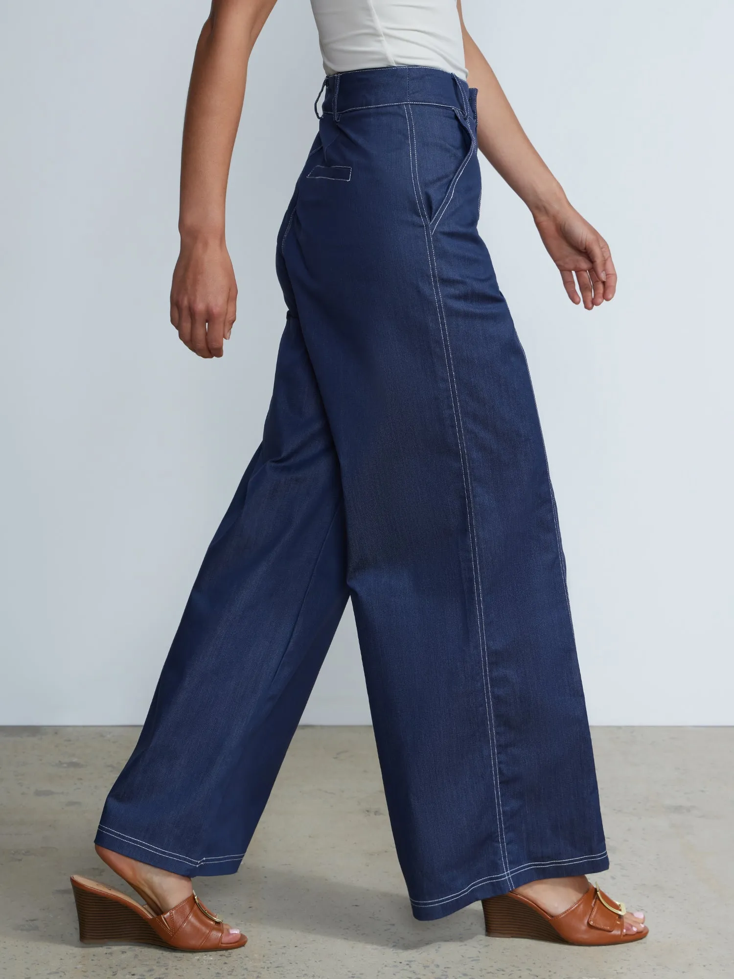 High Waist Wide Leg Seamed Pants