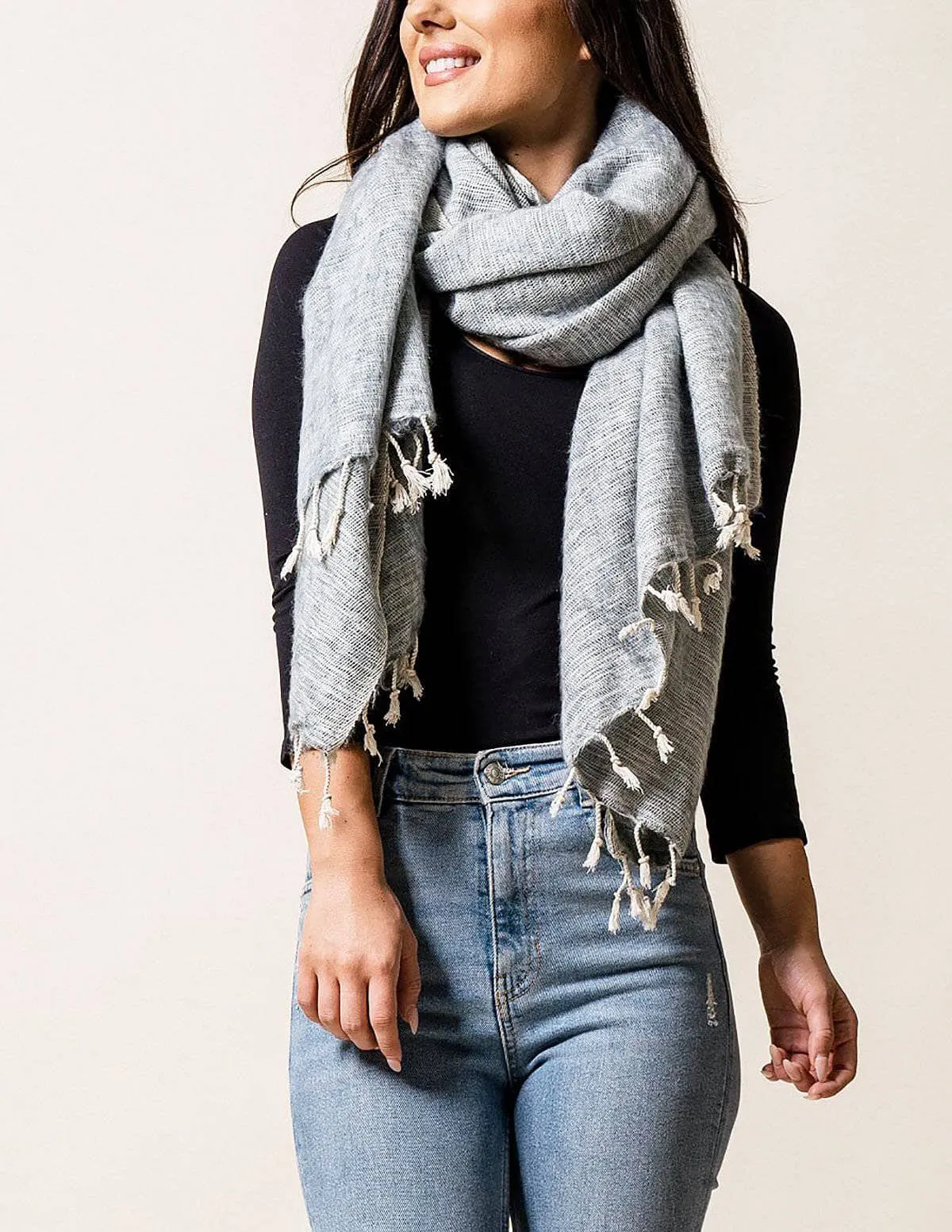 Himalayan Yak Wool Wrap - Grey Mist