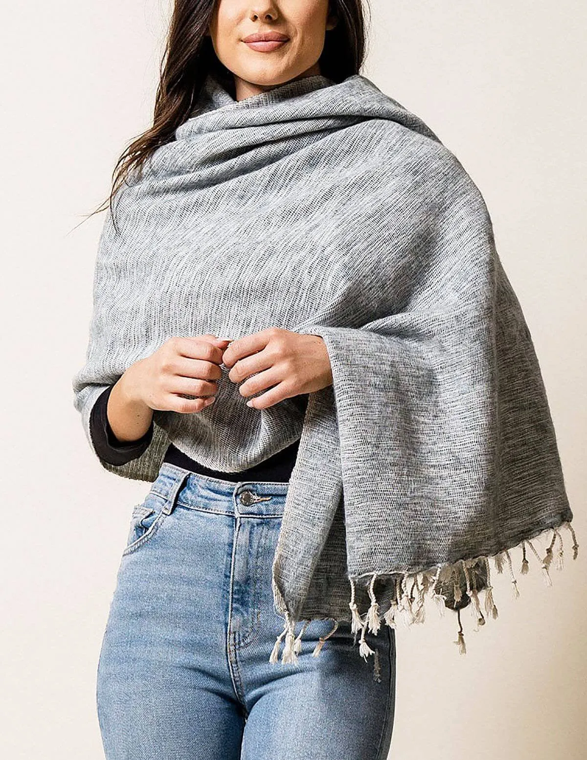 Himalayan Yak Wool Wrap - Grey Mist