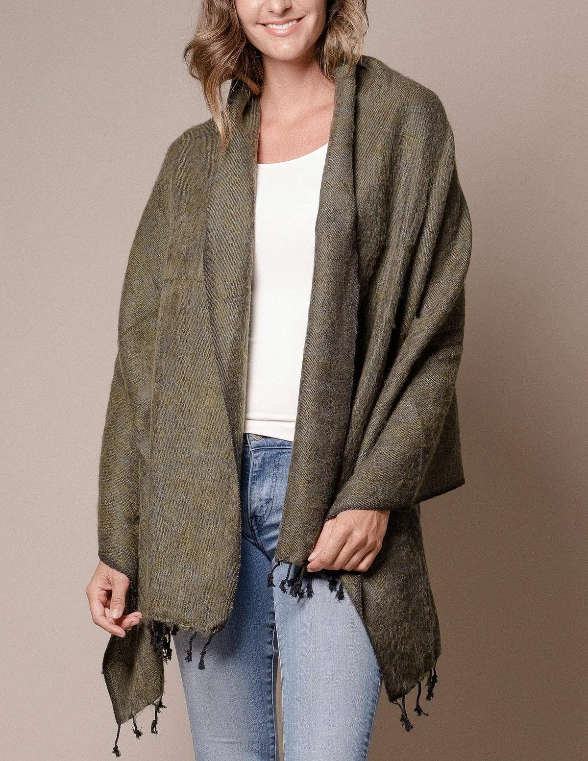 Himalayan Yak Wool Wrap - Moss