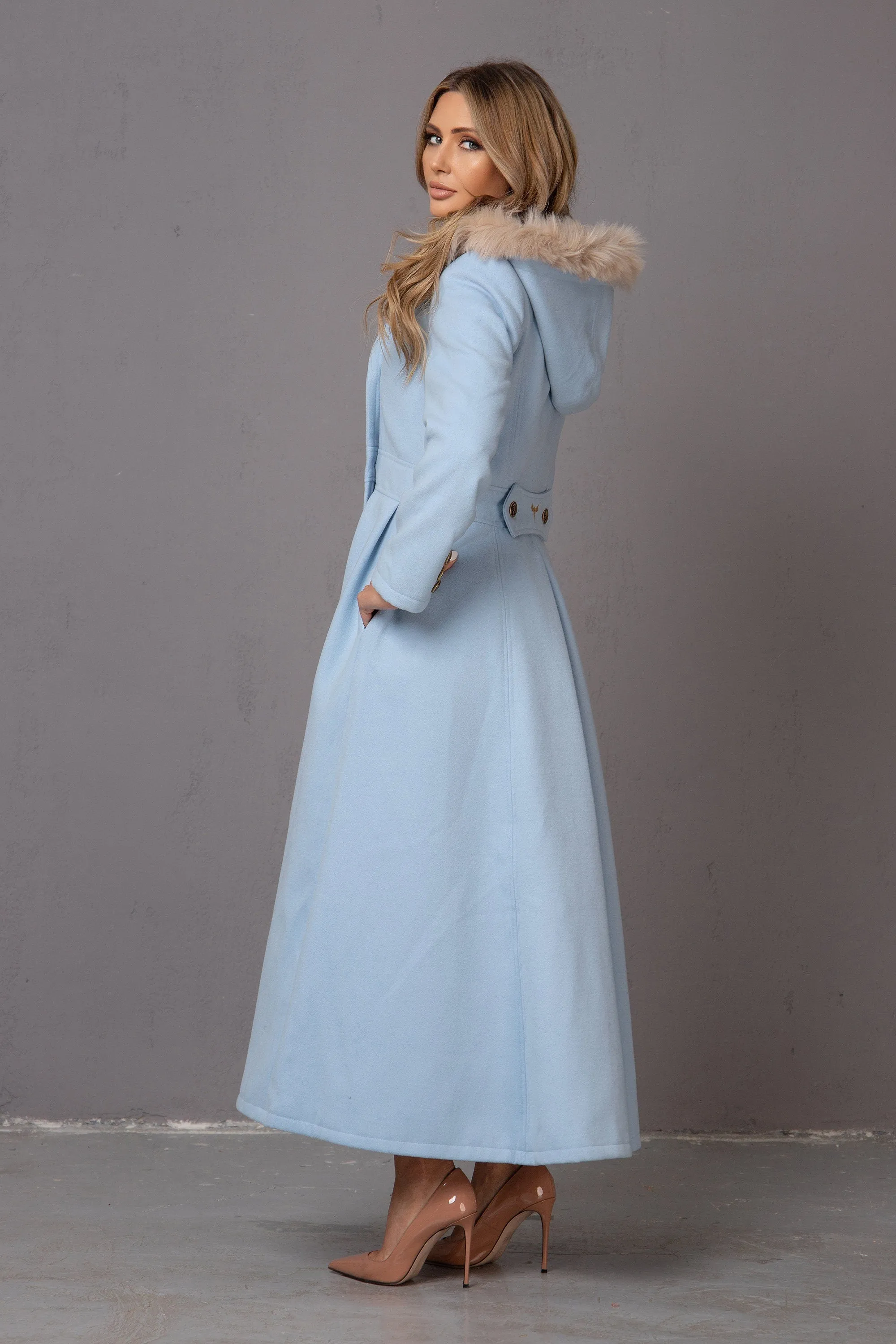 HOODED LIGHT BLUE COAT