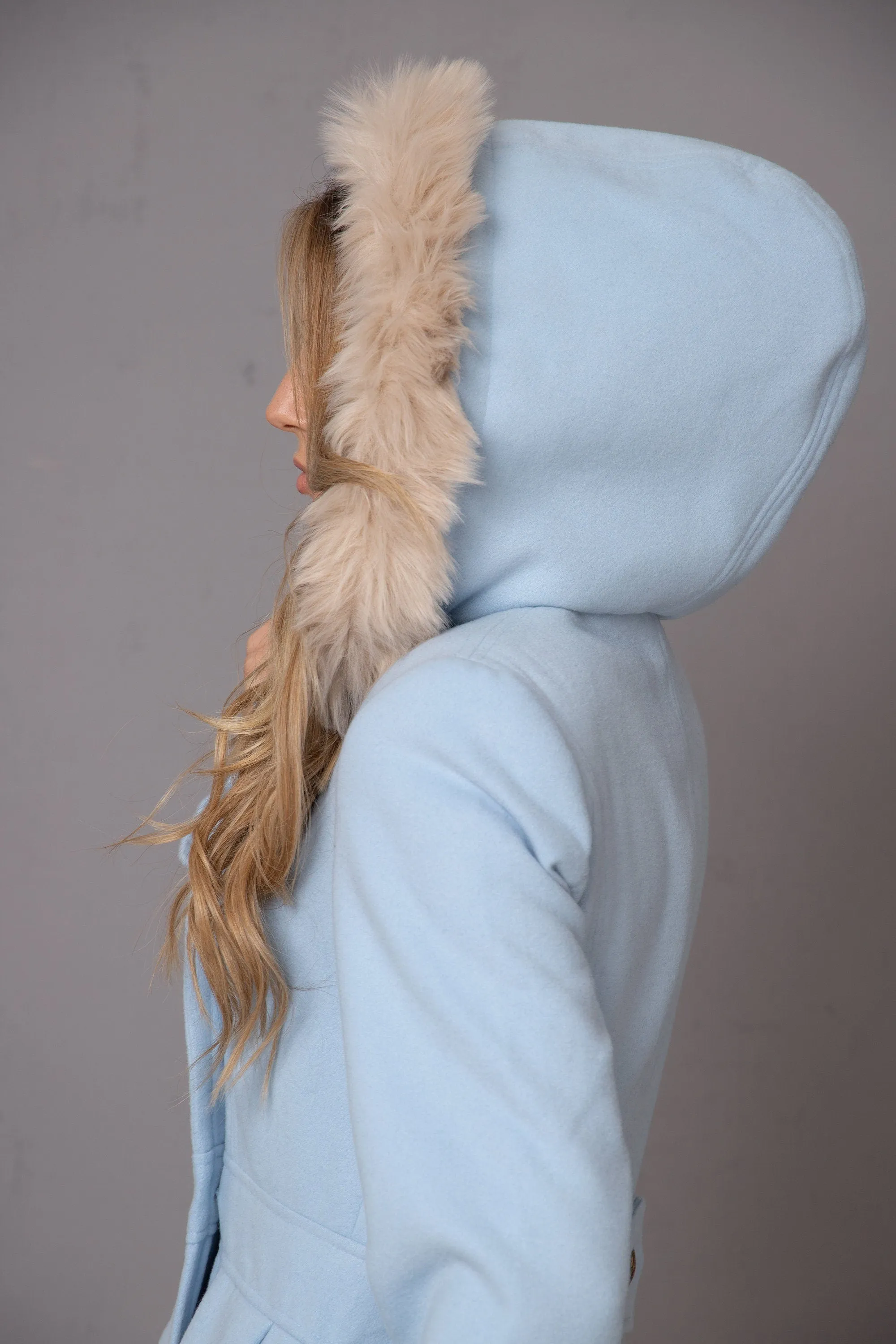 HOODED LIGHT BLUE COAT