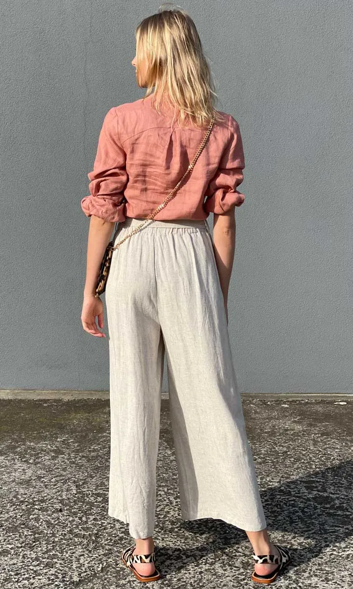 Hoss Linen Wide Leg Pant - Sandy