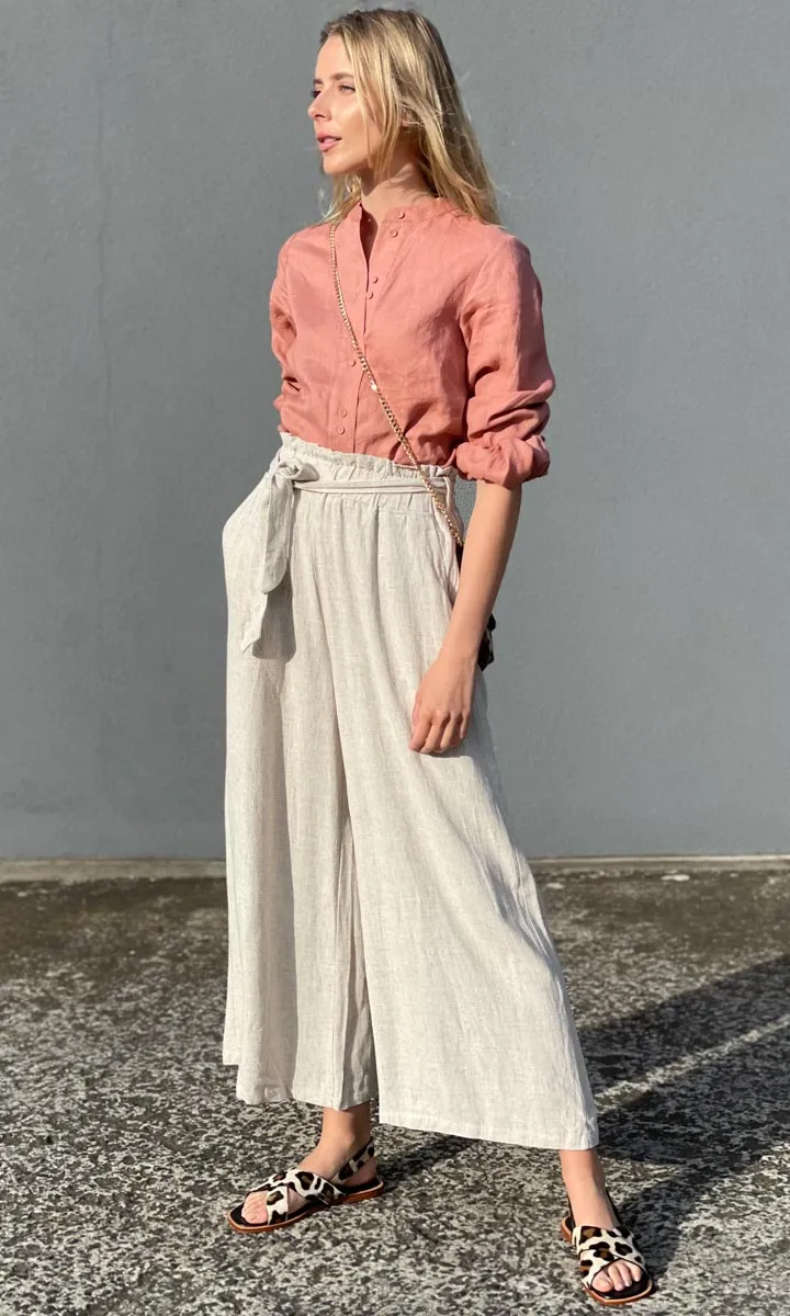 Hoss Linen Wide Leg Pant - Sandy