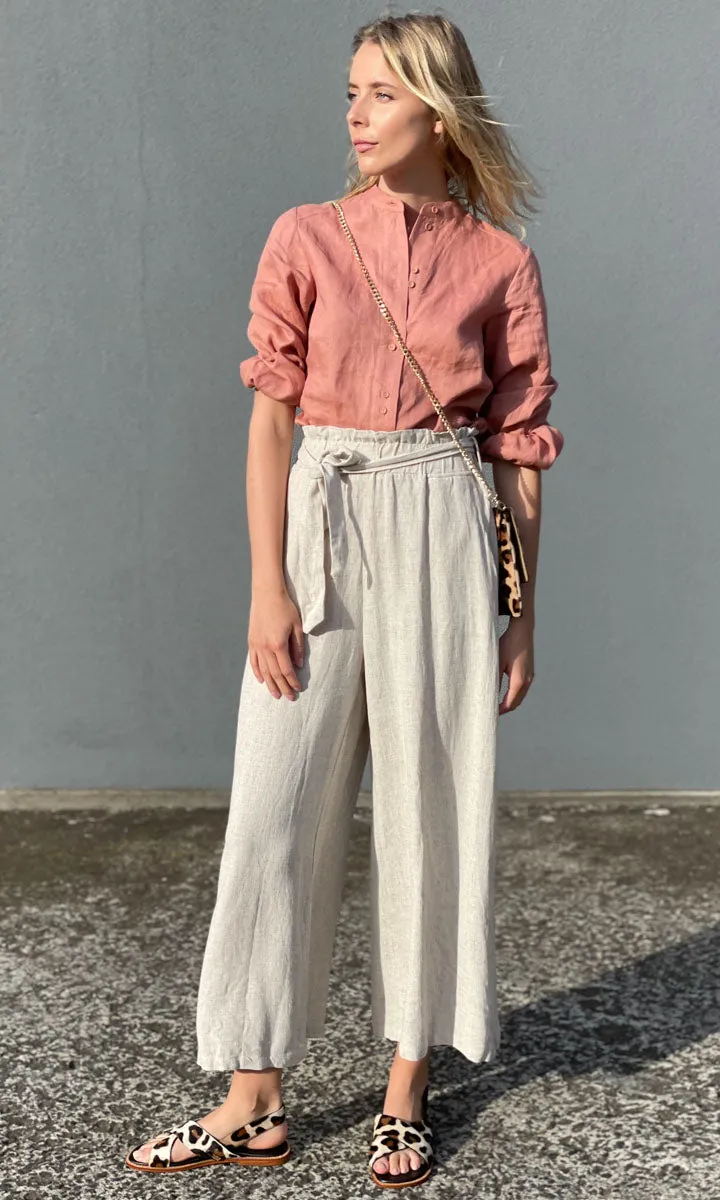 Hoss Linen Wide Leg Pant - Sandy