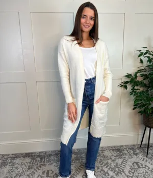 Ivory Mohair Blend Long Cardigan