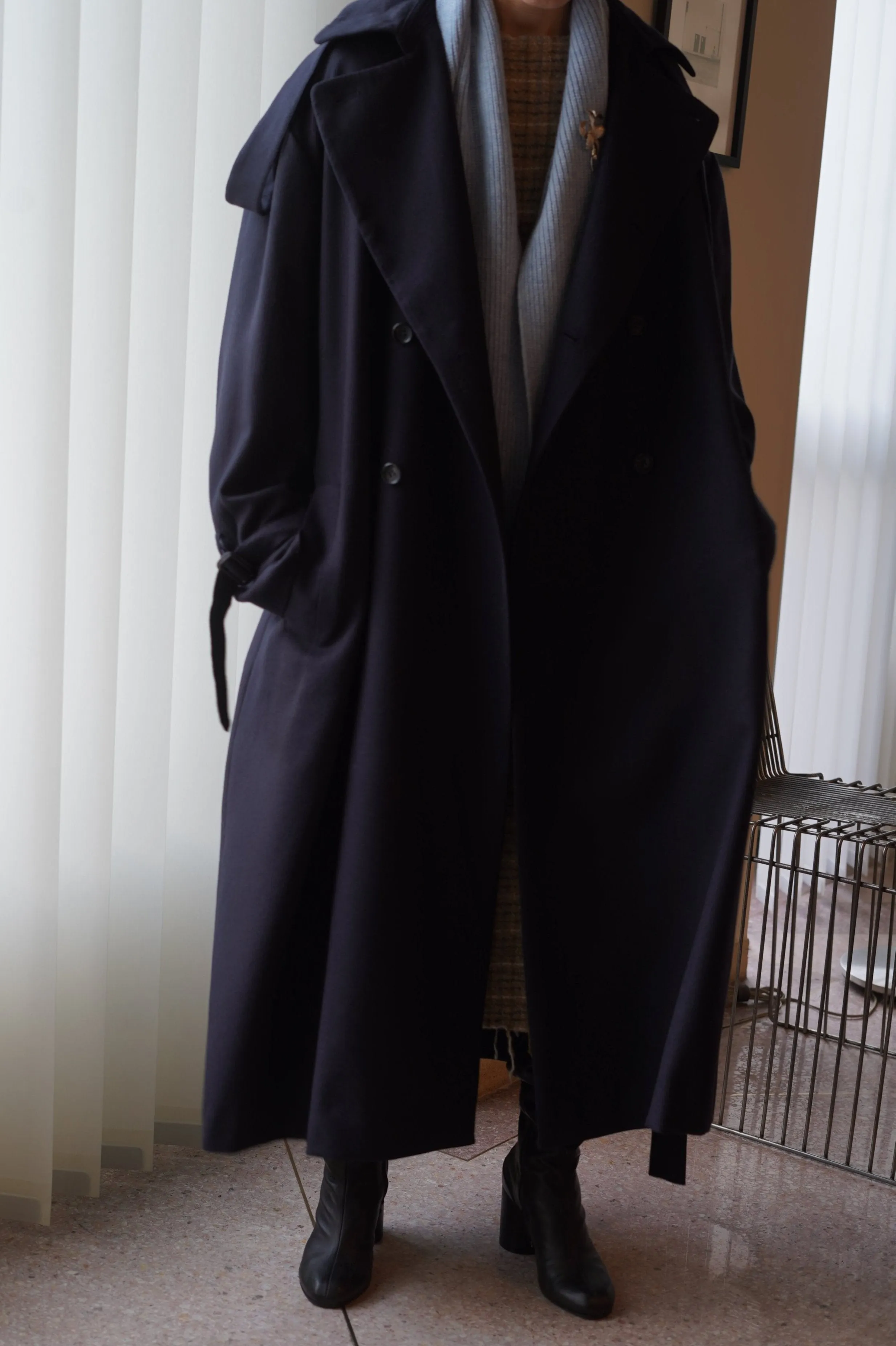 JONNLYNX<br>2way stretch wool trench coat<br>in NAVY