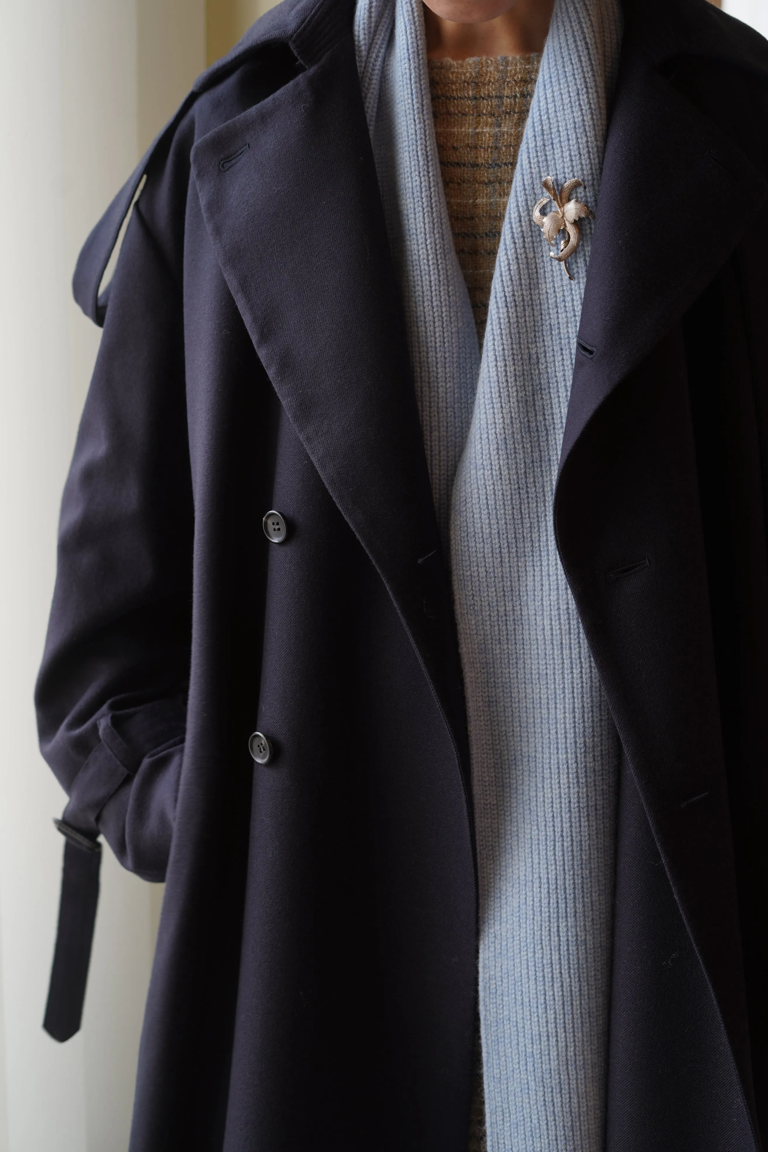 JONNLYNX<br>2way stretch wool trench coat<br>in NAVY