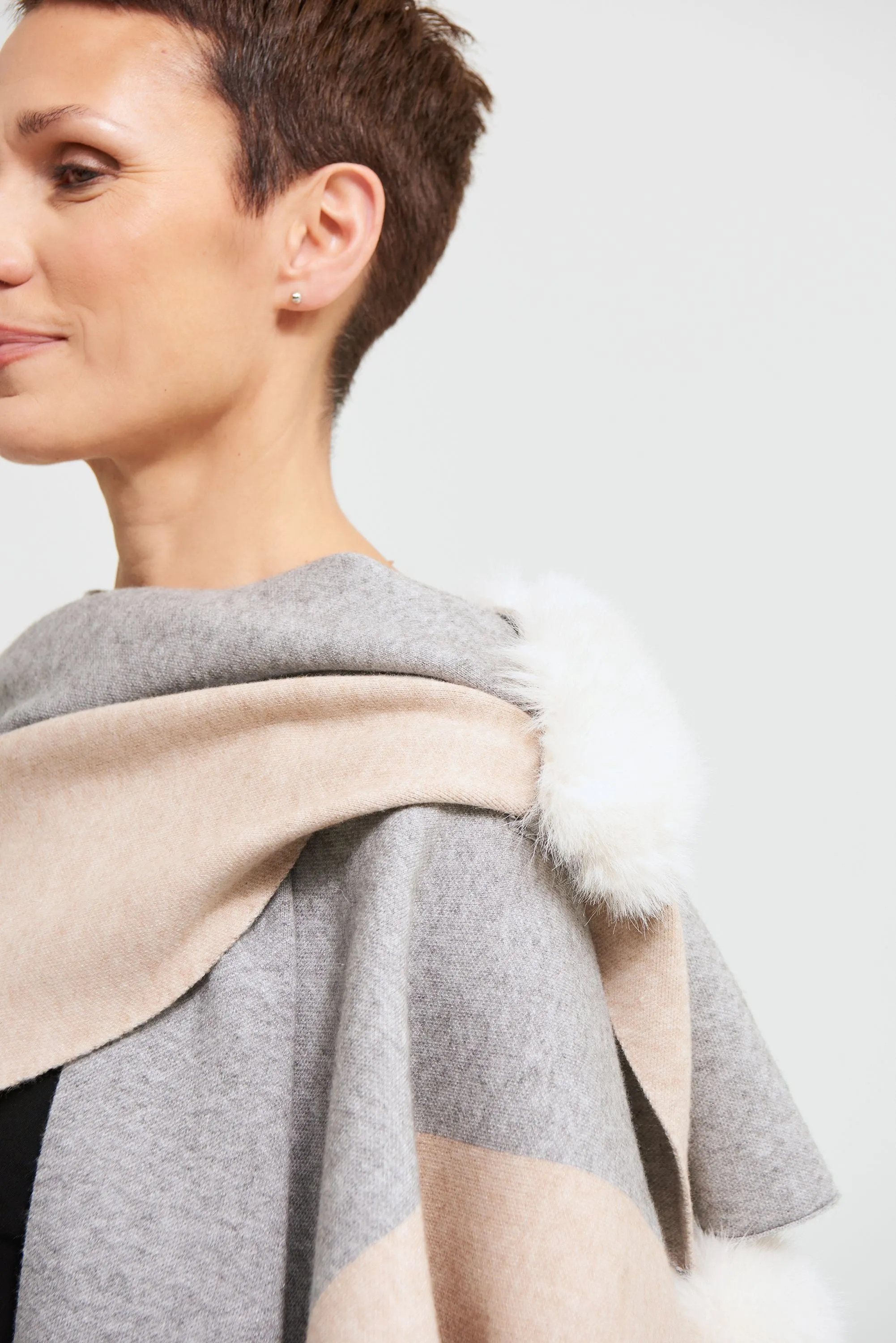 Joseph Ribkoff Faux Fur Cape Cardigan