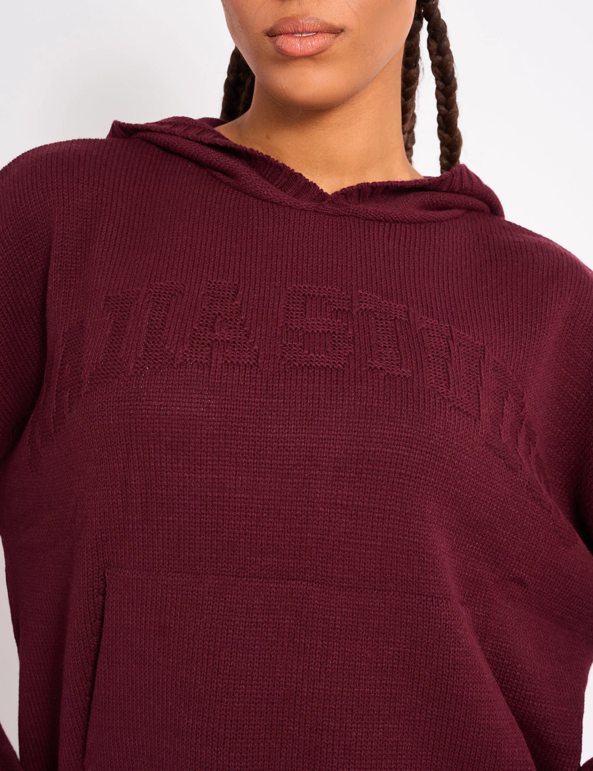 Kaiia Studio Knitted Hoodie Burgundy