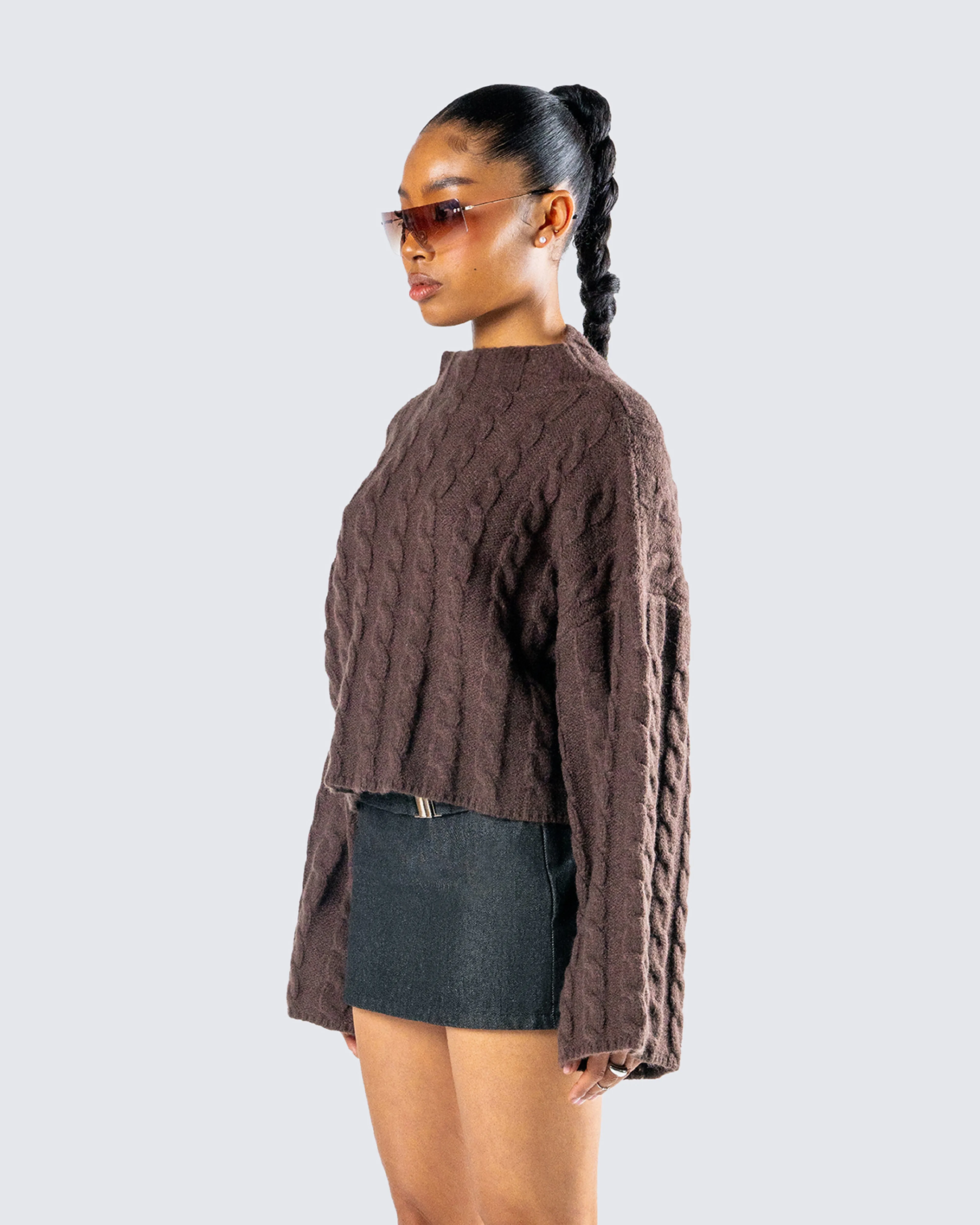 Larissa Brown Cable Knit Sweater