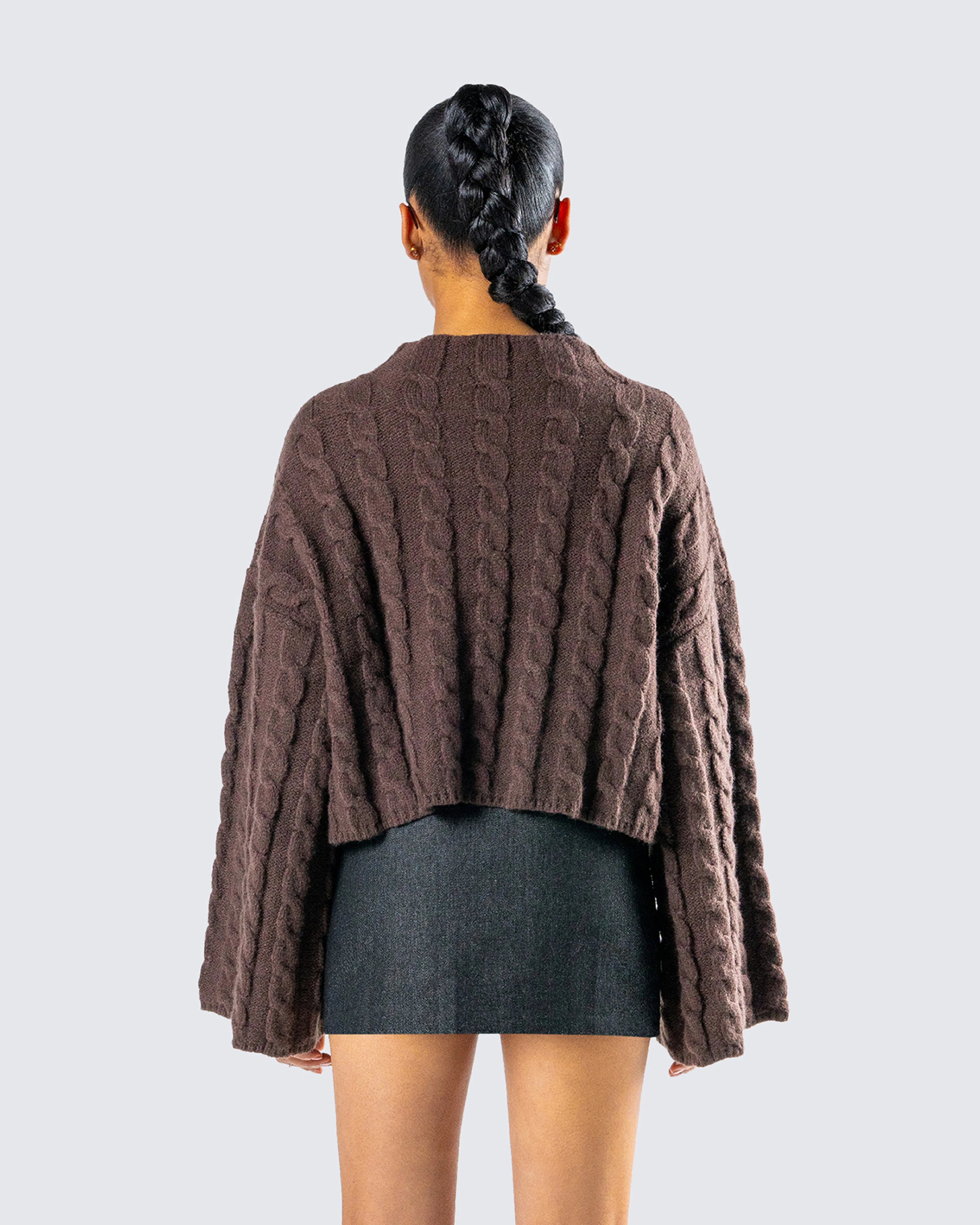 Larissa Brown Cable Knit Sweater