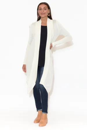 Lauper White Cashmere Bamboo Cardigan