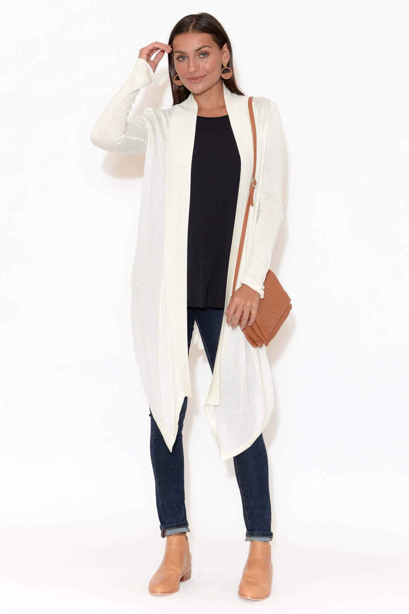 Lauper White Cashmere Bamboo Cardigan