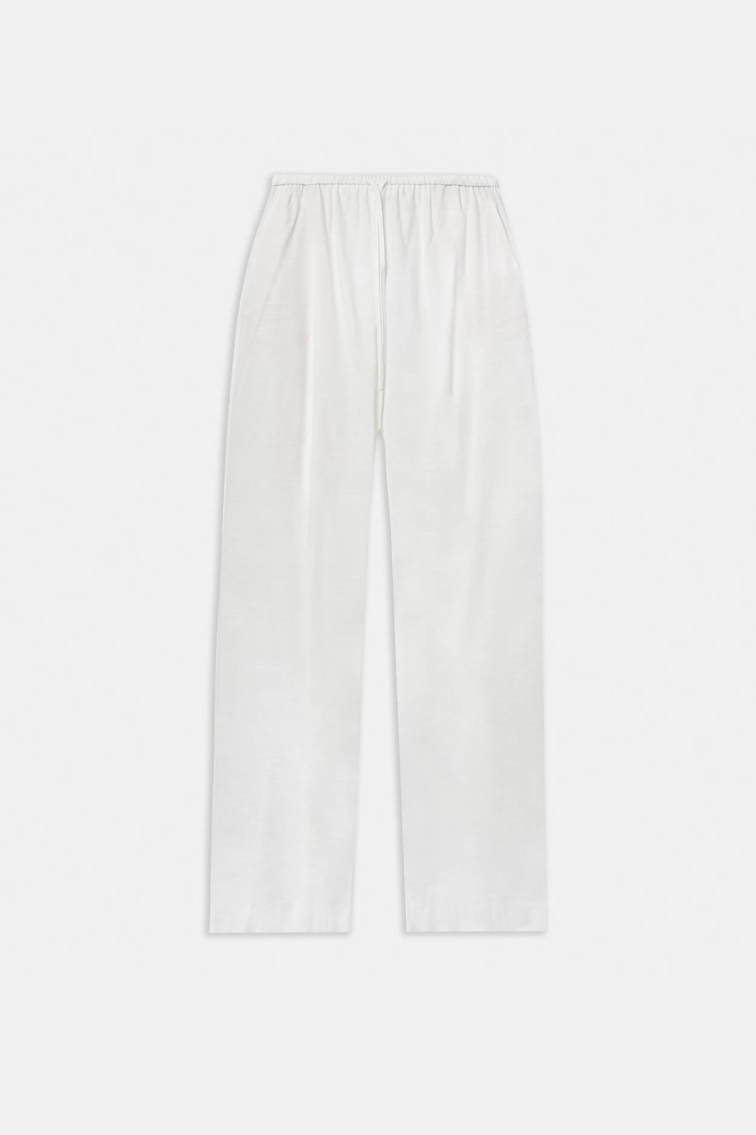 Linen Drawstring Wide Leg Trousers - White