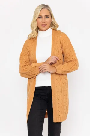 Longline Cardigan in Camel