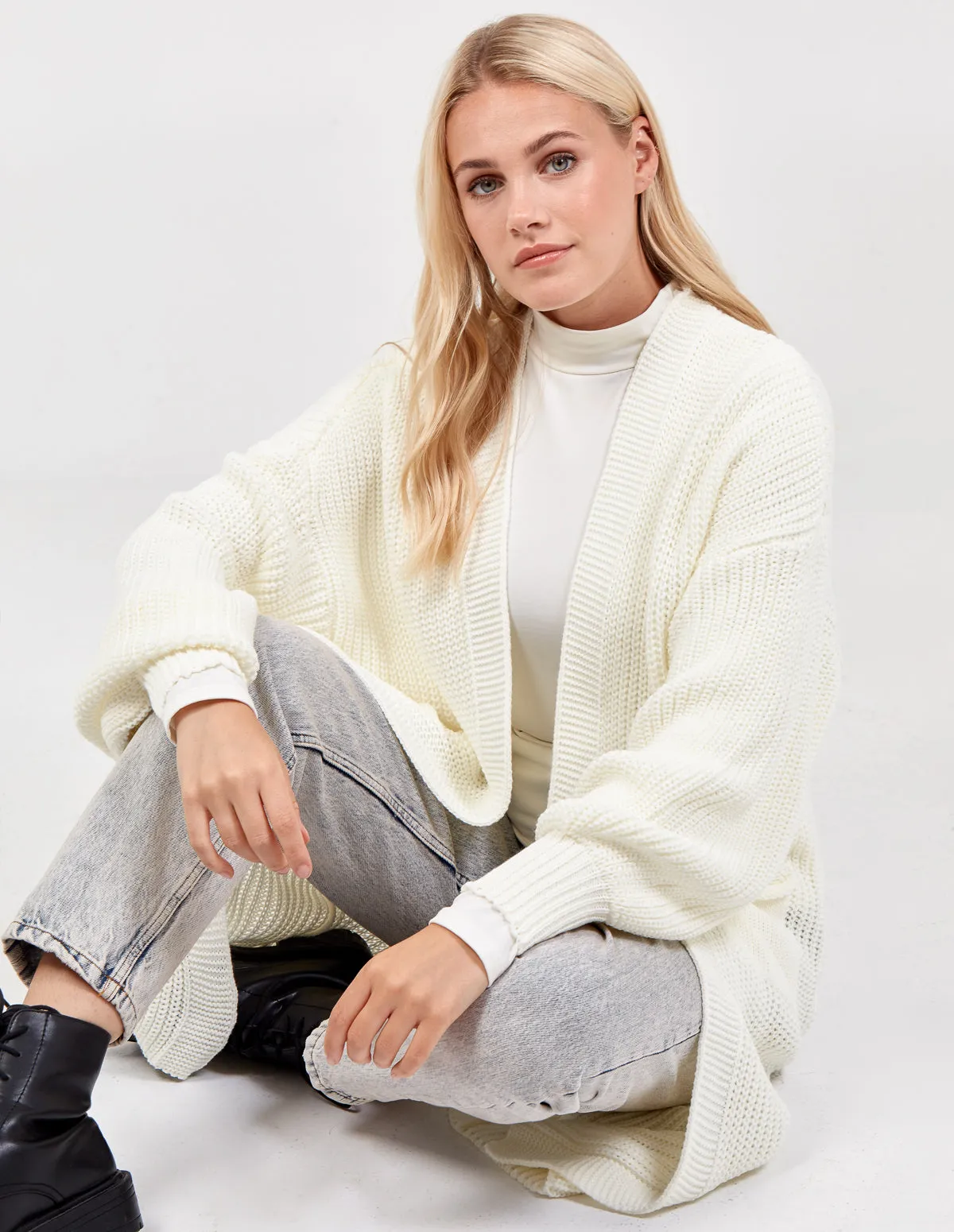 Longline Double Pocket Knitted Cardigan