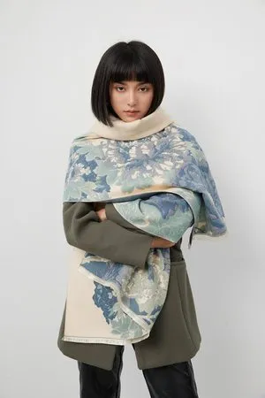 Luxurious Reversible Soft Blue and Cream Wrap