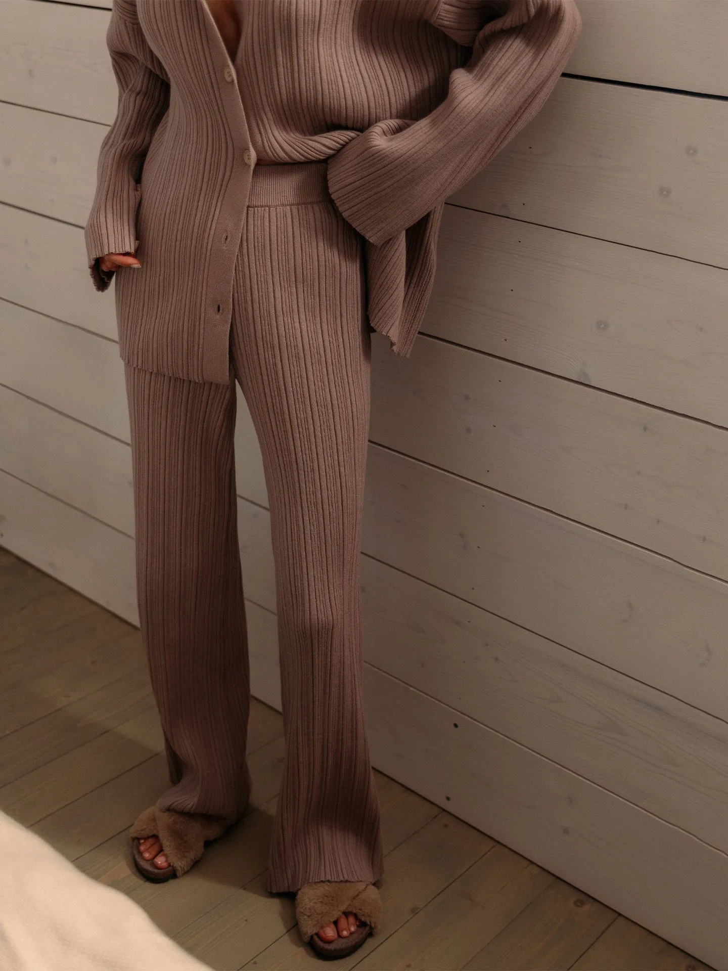 Marie 2 Piece Knitted Women Sweater and High Wide Leg Pant Suit