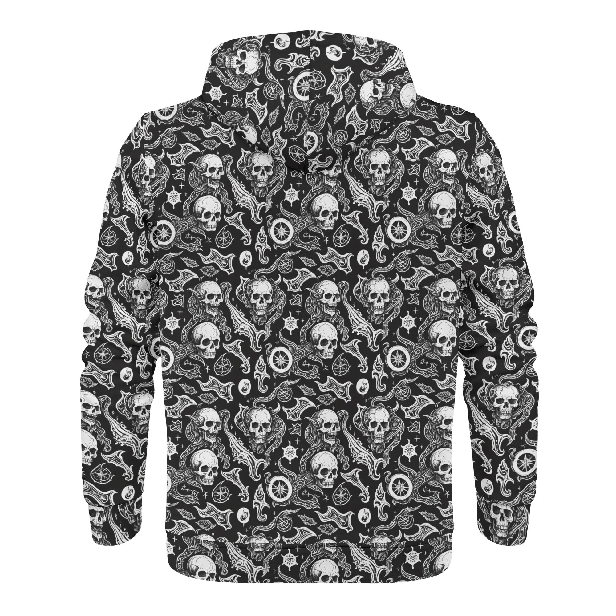 Mens Flying Skulls Classic Zip Up Hoodie Warm Jacket