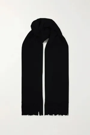 NATASHA WOVEN CASHMERE SCARF- BLACK