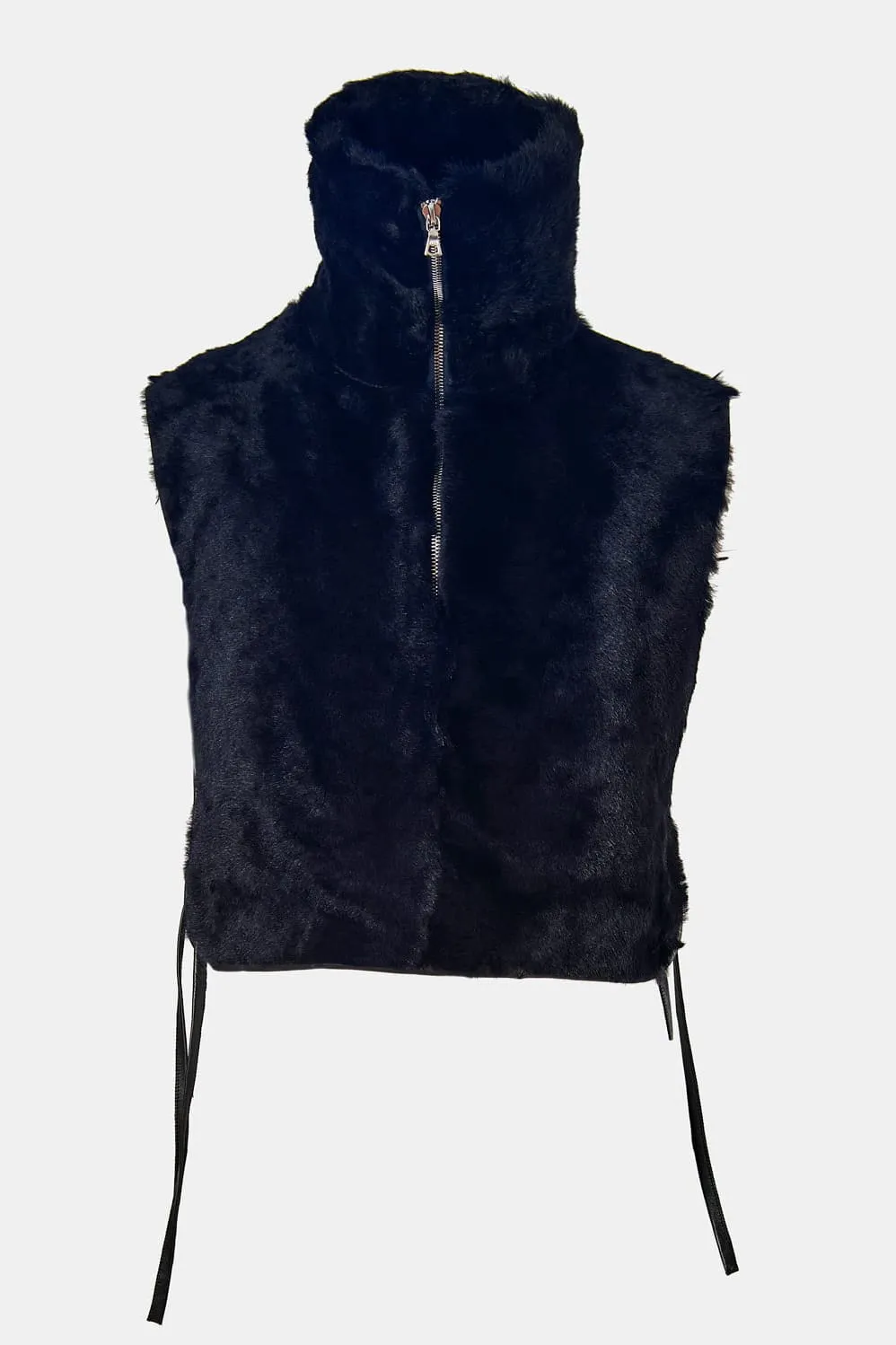 Navy Shearling Bib