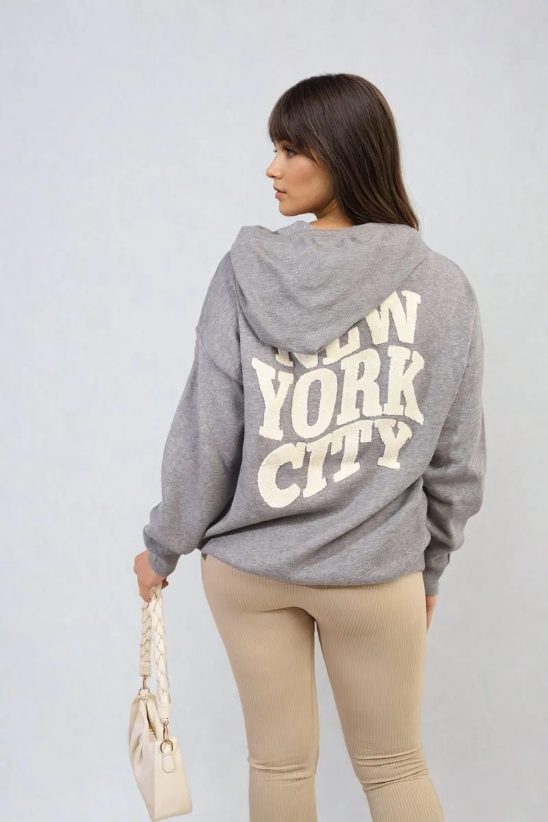 New York City Print Knitted Hoodie