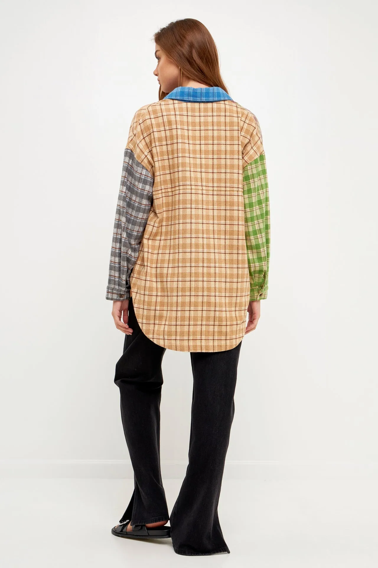 Oversize Plaid Colorblock Shirt