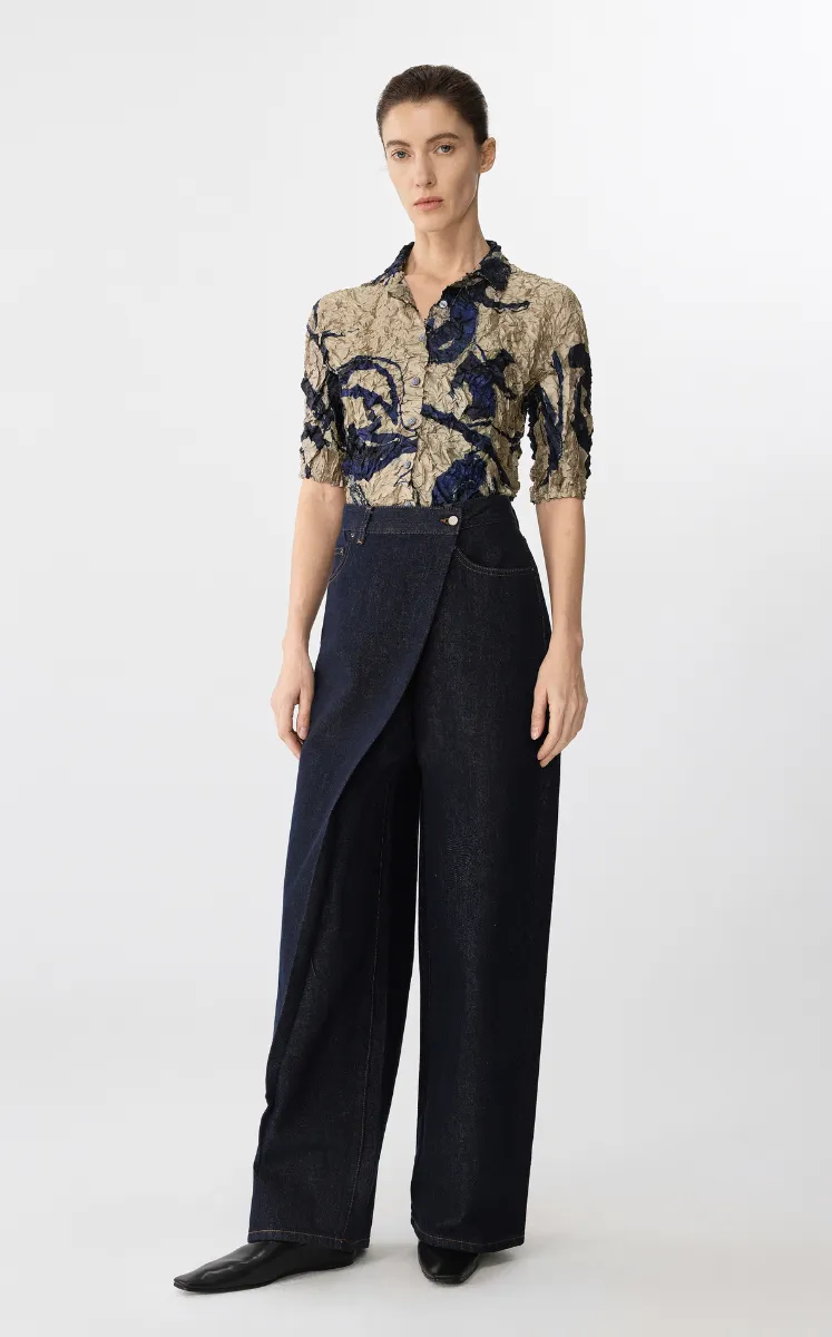 Pants / JNBY Cuffed Denim Wide-Leg Trousers