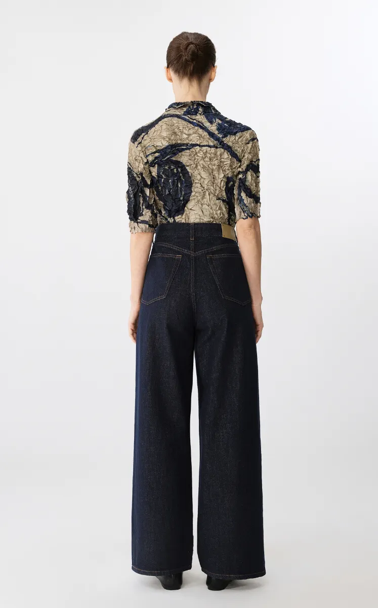 Pants / JNBY Cuffed Denim Wide-Leg Trousers