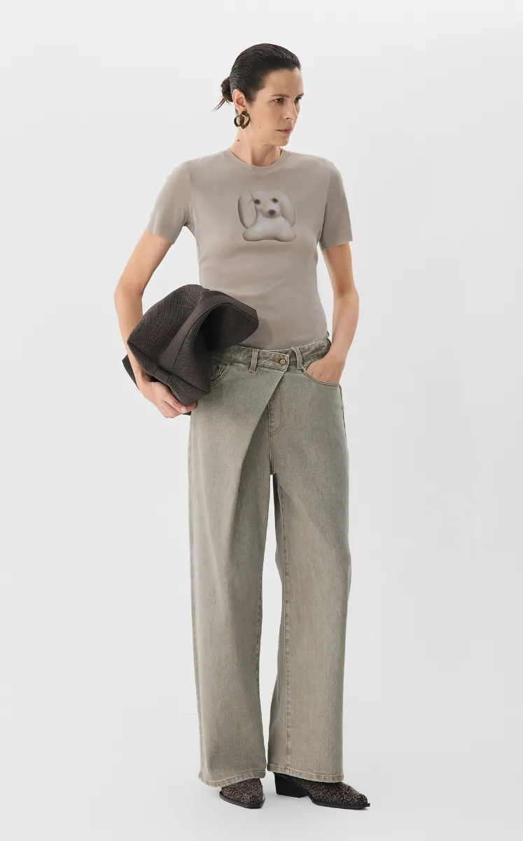 Pants / JNBY Cuffed Denim Wide-Leg Trousers