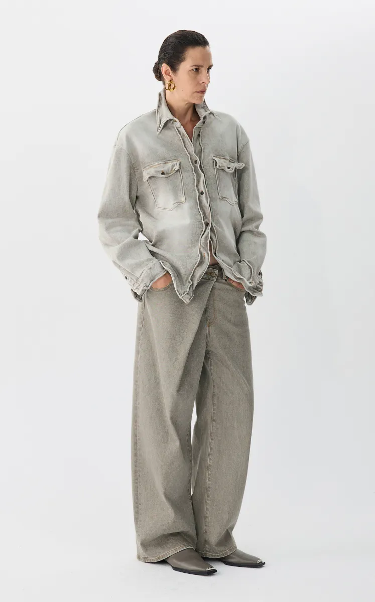 Pants / JNBY Cuffed Denim Wide-Leg Trousers