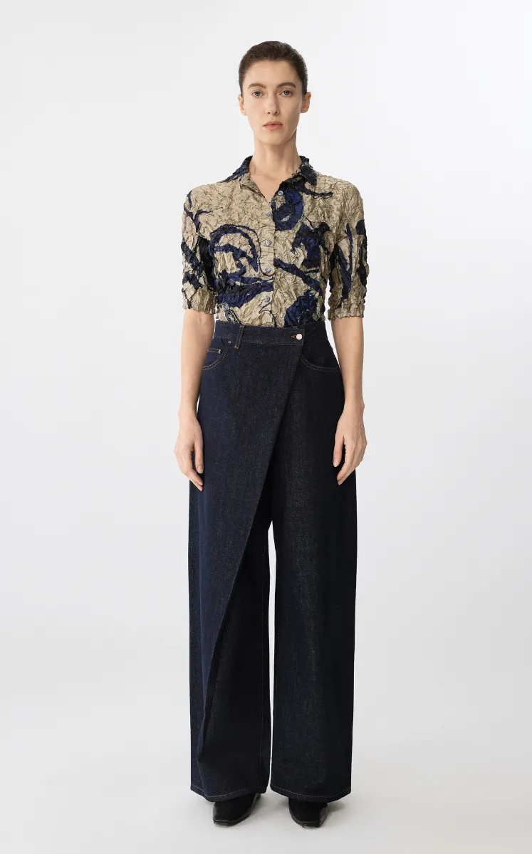 Pants / JNBY Cuffed Denim Wide-Leg Trousers