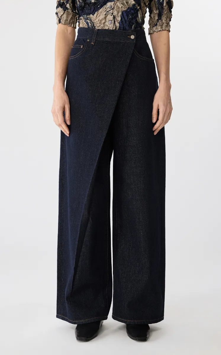 Pants / JNBY Cuffed Denim Wide-Leg Trousers